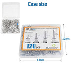 QSJ 120PCS #8 x 3/4'' Sheet Metal Screws 410 Stainless Steel Truss Head Fast Self Tapping Screws with Screwdriver Bit Silver