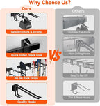 32" Ski & Snowboard Wall Rack – Heavy-Duty Wall Mounted Ski Storage for Garage, Holds 10 Pairs with 5 Adjustable Hooks, 300lbs Capacity, Non-Slip Rubber, Easy Install | Ski Holders for Wall