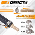 KOOTANS 32PCS Brass Hose Barb Fittings Barb Splicer Mender Hose Fittings Kit 3/16" 1/4" 5/16" 3/8" 1/2" Barbed Air Hose Fittings with 46pcs Pipe Clamps for Water Fuel Air Line Connector Fitting