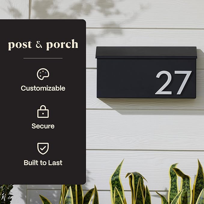 post & porch The OG Mailbox | Wall Mounted Mailbox | Black/Brown/White/Grey, 1 Size, Weatherproof Mail Box for Outside | Customizable (Brown)