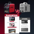 ARCCAPTAIN TIG Welder 200A, High Frequency 110v/220v Dual Voltage TIG/Stick/Arc 2 in 1 Welder LED Digital Display Welding Machine with 2T/4T Function and Tungsten Electrode