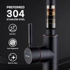 WEWE Kitchen faucets with Pull Down Sprayer, Farmhouse Kitchen Faucet Oil Rubbed Bronze Commercial Modern high arc Stainless Steel Single Handle Single Hole for Utility rv Laundry Sinks