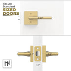 Mega Handles Prime Passage Lever Door Handle for Closet or French Doors, Single Side Door Levers, Fits All Standard Door Sizes, Exposed Screws Included - Satin Brass (1 Pack) 4.29"