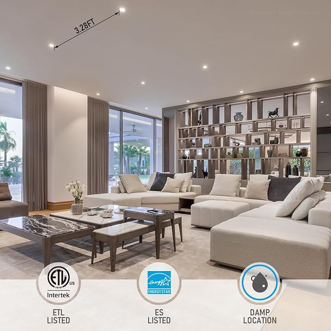 TORCHSTAR 12-Pack 4 Inch Ultra-Thin LED Recessed Lighting with J-Box, 4000K Cool White, 10W Dimmable 700lm Brightness LED Downlight, ETL & Energy Star Listed