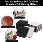 Ezprotekt 5" Square Felt Furniture Movers Sliders for Hardwood Floors, 8 Pcs Reusable Felt Furniture Moving Pads for Heavy Duty Bed Sofa Fridge Couch, Move Item Easily and Quickly (Beige)