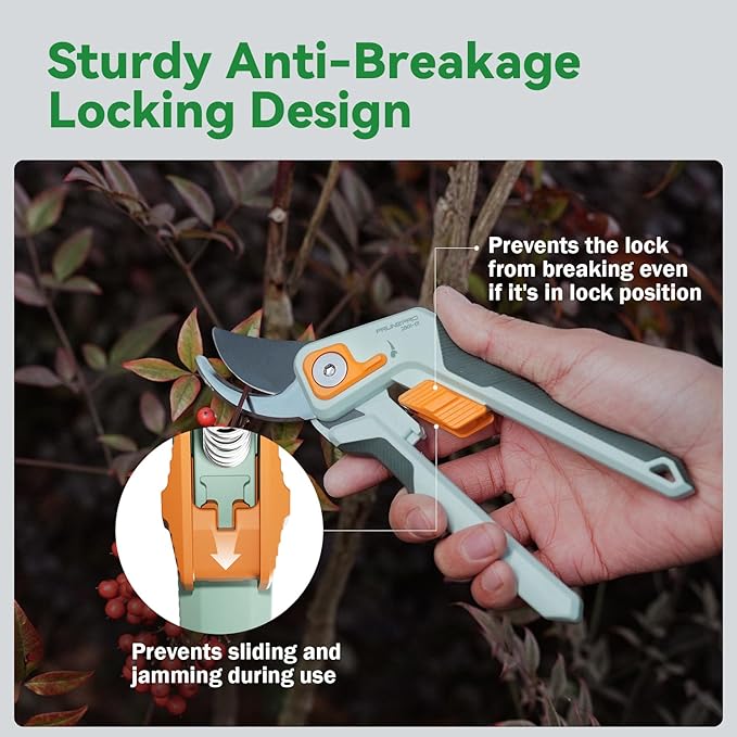 PrunePro 8" Professional Pruning Shears for Gardening Bypass Hand Pruner Stainless Steel Sharp Garden Scissors Plant Flower Rose Garden Clipper - 2 Pack