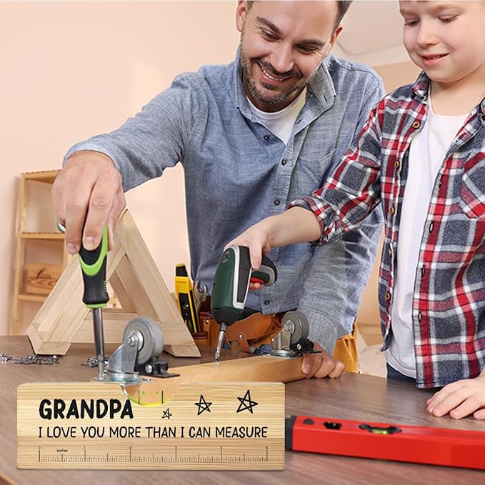 Gifts for Grandpa from Grandkids, Best Christmas Gifts for Grandfather, Funny Birthday Fathers Day Valentines Gift for Father Dad Papa Wooden Spirit Level A7