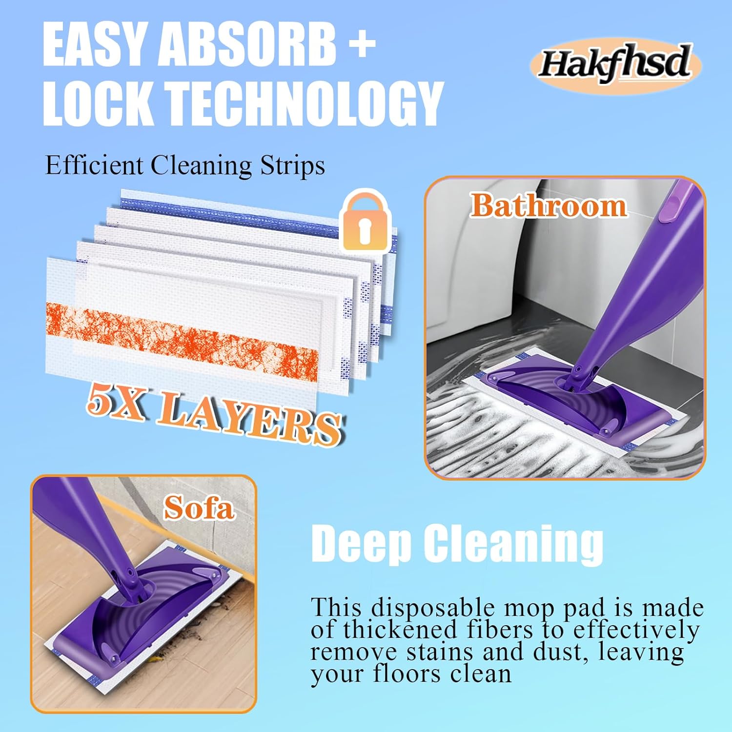 60 Pack Disposable Mop Pad Refills Compatible with Swiffer Wet Jet, Thick Wet Replacement Pads for Swiffer 10-12in Spray Mops,Deep Cleaning and Absorbent