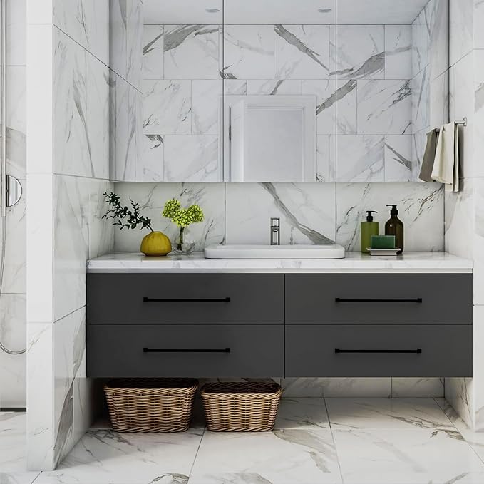 FILTA Cabinet Handles 15 Inch 6 Pack Matte Black Cabinet Pulls for Kitchen Metal Drawer Pulls Modern Cabient Hardware Cupboard Handles