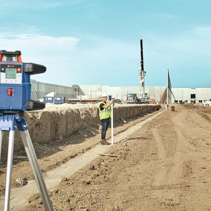 BOSCH GRL4000-80CHV REVOLVE 18V Connected Self-Leveling Horizontal/Vertical Rotary Laser, Includes CORE18V 4 Ah Battery & Charger, Receiver, Wall Mount, Remote Control, Carrying Case, & Accessories