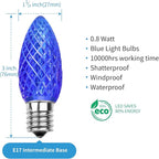 Meconard C9 Led Replacement Christmas Light Bulbs, C9 Shatterproof Led Bulbs for Christmas Indoor Outdoor String Lights, E17 Intermediate Base, Commercial Grade Holiday Bulbs, Blue, 25Pack