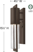 Hinkley Shelter Medium Outdoor LED Wall Mount Lantern - Minimalist Style, Dark Sky-Compliant, Solid Aluminum/Clear Seedy Glass - Buckeye Bronze