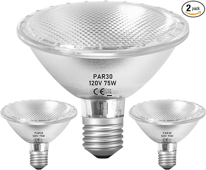 Par30 Short Neck Halogen Flood Bulbs 75W 120V, Par30 Halogen Indoor Floodlight Bulbs Outdoor E26 Dimmable 2700K Bulb 2 Pack for 5-6in Recessed/Ceiling Can/Accent/Tracking Lights