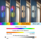 TODOLUZ 2-Pack 32-Inch Outdoor RGB Wall Light Fixture, IP65 Waterproof 21W LED Linear Porch Wall Sconce Lighting with Remote Control for Enterway Patio Garage
