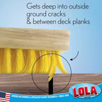 LOLA Deck Scrub Brush Outdoor Broom, Durable Bristles Remove Dirt, Grime, Grout, Leaves, Snow on Patios, Decks, Wet or Dry, 1 Pack