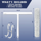 12 Inch Silicone Shower Squeegee for Glass Doors with Hook – Streak-Free Window Cleaner for Bathroom, Mirror, Tile & Car, No Scratch Squeegee with Metal Core