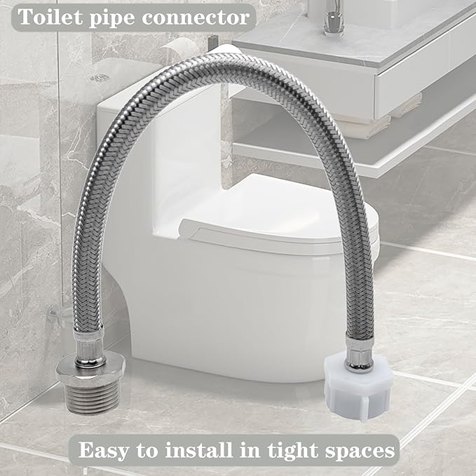12 Inches Hose Extension - 7/8 Male to 7/8 Female Ballcock,Connector to Toilet Tank,Stops Leaks & Fits Bidet Sprayer/Tank Adapter,Compatible With TOTO Series Washlet