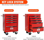 5 Drawers Rolling Tool Box on Wheels, Multifunctional Tool Chest Cabinet with Lock, Drawers Rolling Tool Cart Trolley Organizer Tool Storage Case for Warehouse,Garage,Workshop (Red)