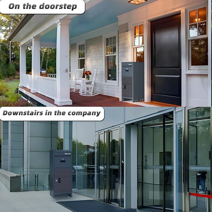 Package Delivery Boxes for Outside,Parcel Drop Boxes with Lock,Custom Address Stickers Package Drop Boxes for Outside is Weatherproof,Package Delivery Box for Porch,No Installation(17.7*18.1*43.15 in)