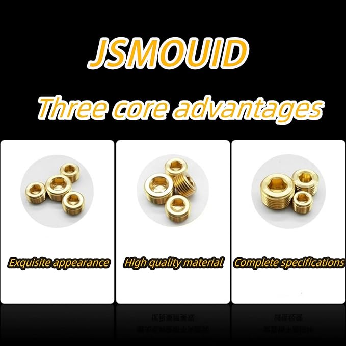 12PCS 3/8" NPT Brass Male Pipe Plug Fitting Hex Counter Sunk Pipe Plug (3/8" NPT)