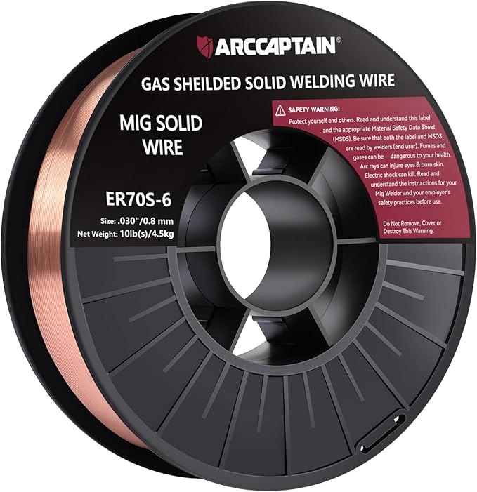 ARCCAPTAIN Mig Welding Wire, 0.030 10Lb Mig Wire ER70S-6 10Lbs Gas Solid Carbon Steel Low Splatter Mig Welding Wire Compatible With Lincoln Miller Forney Harbor Welder 0.08 4.5KG