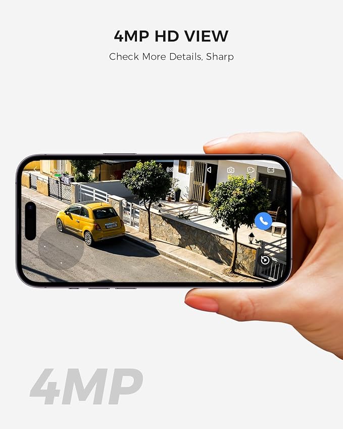 Hiseeu Solar Security Camera Outdoor,4MP Cameras,Wireless Home Security Cameras System,Color Night Vision,Solar-Powered, 2.4G/5G WiFi, 360° Pan & Tilt,500GB HDD,No Subscription