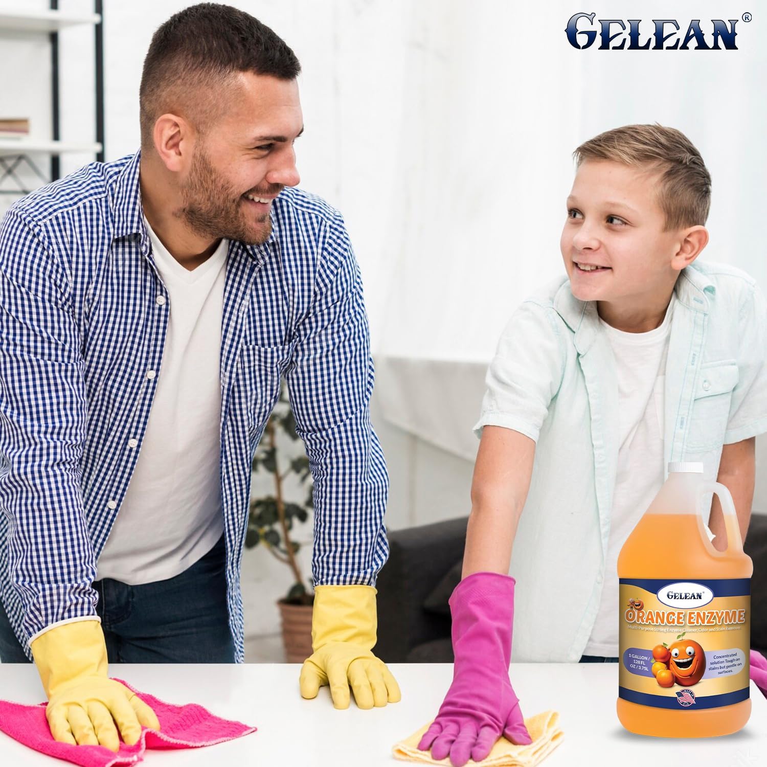 Multi-Purpose Enzyme Cleaner - MADE IN USA - Concentrate MAKES 64 GALLON - Stain and Odor Eliminator - ORANGE ENZYME - Odor Floor Cleaner All Purpose 128 oz