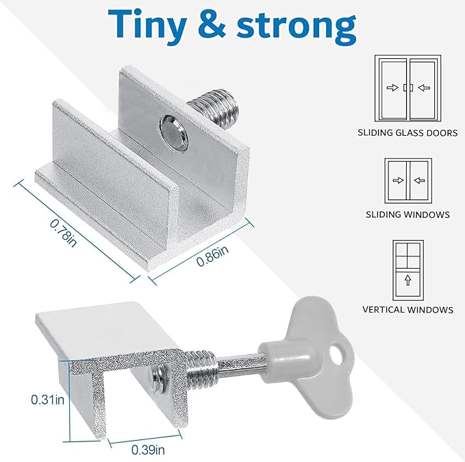Sliding Window Locks for Up and Down Windows,Easy to Install Vertical & Horizontal Window Security Locks,Adjustable Aluminum Window Stopper Lock (6 Sets)