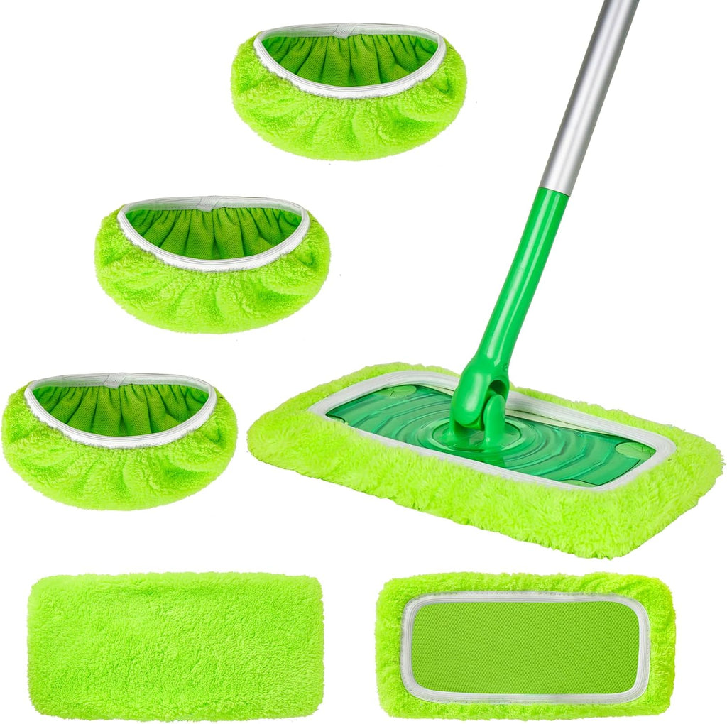 3 Pack Reusable Microfiber Mop Pads for Swiffer Sweeper Mop, Wet & Dry Use, Compatible with 10-12 Inch Flat Mops, Washable, Fits All Types of Floors