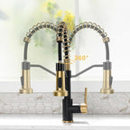 AIMADI Black Faucet Kitchen,Commercial Black Gold Kitchen Faucet Matte Black Modern Single Handle Kitchen Faucet with Pull Down Sprayer for Rv Farmhouse Camper