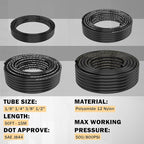 CheeMuii 124 PCS Brass DOT Air Line Fittings with 4 Roll 100FT 1/8" 1/4" 3/8" 1/2" DOT Air Lines Kit Push Lock Air Fitting Quick Connect Air Fittings with Air Hose Pneumatic Tubing