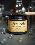 Dixie Belle Paint Company Chalk Finish Furniture Paint - Caviar (16oz) - Matte Black Chic Chalk Mineral DIY Furniture Paint