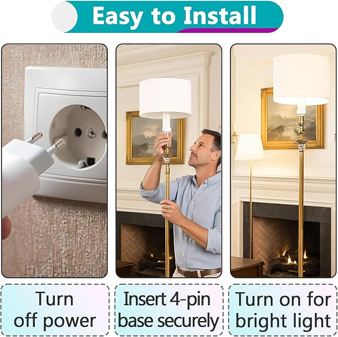 8PCS FDS18E35/4 CFL Light Bulbs Fits for Panasonic Fixtures,3500K 18W 4 Pin G24q-2 Base Plug-in Compact Fluorescent Lamp