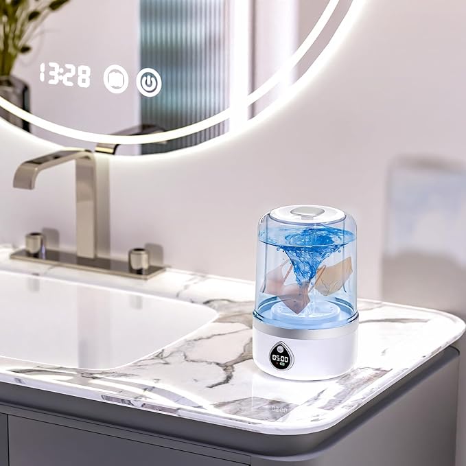 Underwear Washer, Portable Mini Washing Machine, Upgraded Mini Washings Machines, Rechargeable Cordless Washing-Machine, Laundry Cup for Bra, Underwear, Socks (1.5L white)