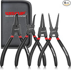 WISEUP Snap Ring Pliers Set, Heavy Duty 4PCS-7 inch Internal/External Circlip Pliers Kit, Straight/Bent Jaw Tips for C-Clip Ring Remover