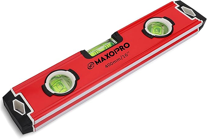 16-Inch Torpedo Level Magnetic - Heavy-Duty Box Leveler Tool with 3 Vials 45,90,180 - Aluminum Alloy Magnetic Level Tool - Lightweight and Sturdy Plumbing Level for Professionals