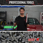 Magnetic Socket Organizer, 1-Piece Heavty Duty Aluminum Socket Holder, Socket Rail for Tool Box, Premium Quality 360° Swivel Socket Rack with 12 Clips for 1/2-Inch(Red)