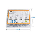 QSJ 120PCS #8 x 1'' Sheet Metal Screws 410 Stainless Steel Truss Head Fast Self Tapping Screws with Screwdriver Bit Silver