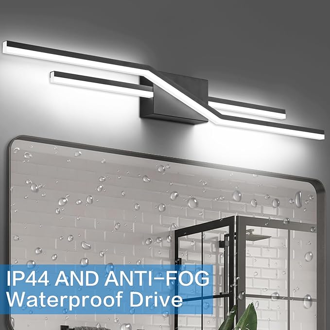 SOLFART Bathroom Lighting Fixtures Over Mirror 40 Inch Dimmable Matte Black Vanity Lights Modern Bathroom Light