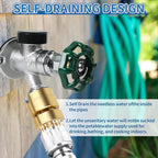 Boltigen No Lead Brass Self-Draining Vacuum Breaker with 3/4'' GHT Feamle to 3/4'' GHT Male Thread Hose Bib Anti Siphon Valve Backflow Preventer Adapter, for Outdoor Garden Faucet Spigot Replacement