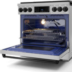 Gordon Ramsay by THOR Kitchen 36 Inch Professional Liquid Propane Range with Tilt Panel Touch Control in Stainless Steel/Black