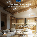 Amico 12 Pack 6 Inch 5CCT Ultra-Thin LED Recessed Ceiling Light with J-Box, 2700K/3000K/3500K/4000K/5000K Selectable, 12W Eqv 110W, Dimmable Canless Downlight, 1050LM High Brightness, Black - ETL