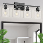 Modern 4 Light Bathroom Light Fixtures, 24 inch Bathroom Vanity Light with Clear Glass for Mirror Kitchen Living Room Hallway Cabinet Porch