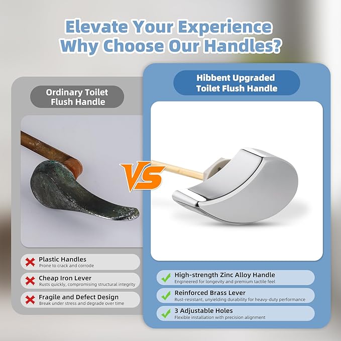 Hibbent Toilet Handle Replacement Compatible with TOTOTHU004-CP Trip Lvr for ST701, CST854, CST884,Side Mount Toilet Flush Handle, Flush Tank Lever, Chrome