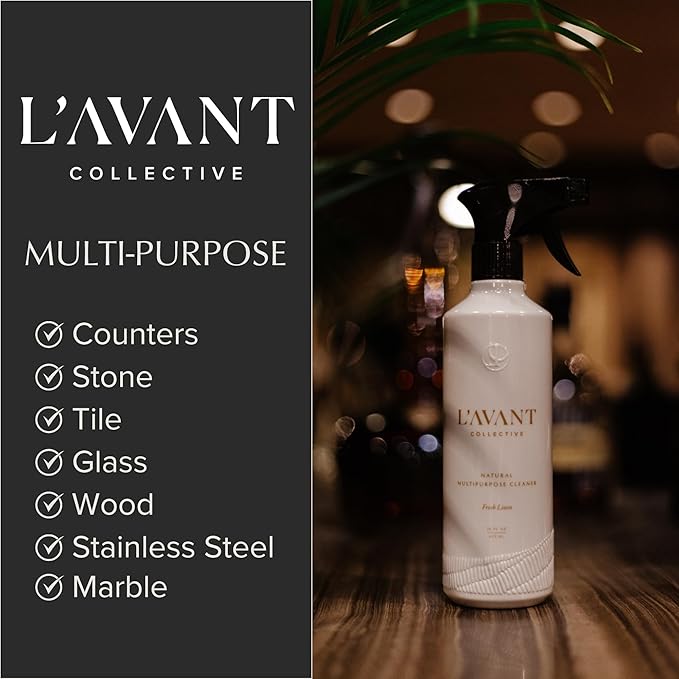 L'AVANT Collective Multipurpose Surface Cleaner Set of 3 | Provides a Powerful Clean to Remove Grease & Grime | High Performing Luxurious Ingredients Fresh Linen Scent Kitchen Home Decor Hostess Gifts