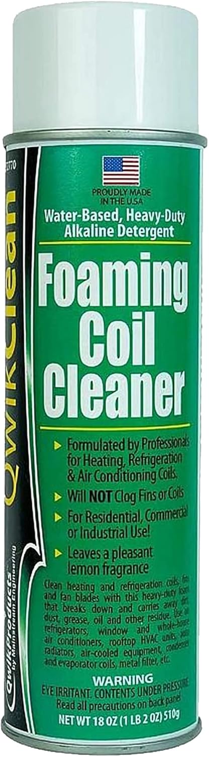 QwikProducts Foaming Coil Cleaner for AC Unit, Heating, Refrigerator, Air Conditioner No Rinse Coil Cleaner Spray Breaks Down Dirt, Dust, Grease, and Oil