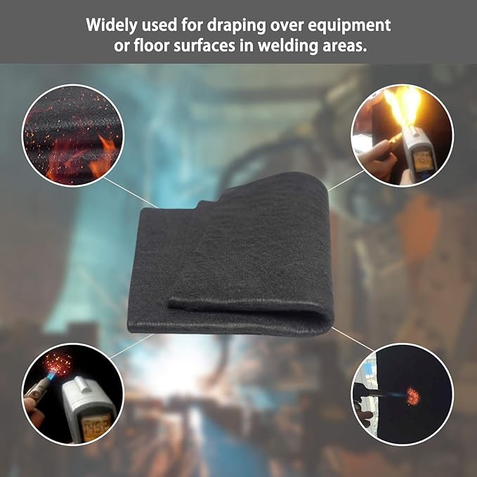 High Temp 12"X24"X1/4'' 6MM Thickness Felt Carbon Fiber Welding Blankets Black (12''x24''x1/4'')
