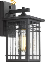 Dusk to Dawn Exterior Wall Lights, Outdoor Wall Lanterns Sensor Light Fixtures Wall Mount Waterproof Wall Sconce Anti-Rust Porch Light with Seeded Glass for Corridor, Garage, 1 Pack