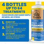 Uncle Todd's HVAC Drain Line Cleaner – 4pk of 32oz Bottles: Bleach-Free, Fast-Acting, Long-Lasting AC Drain Line Solution for Tough Clogs & Buildup