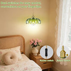 Plug in Pendant Light Fixture, Kylanle Green Glass Hanging Lamp with 14.7FT Cord On/Off Switch, Gold E26 Swag Light, Long Lasting Hanging Lamp Shade for Kitchen Island, Bedroom, Dining, Living Room